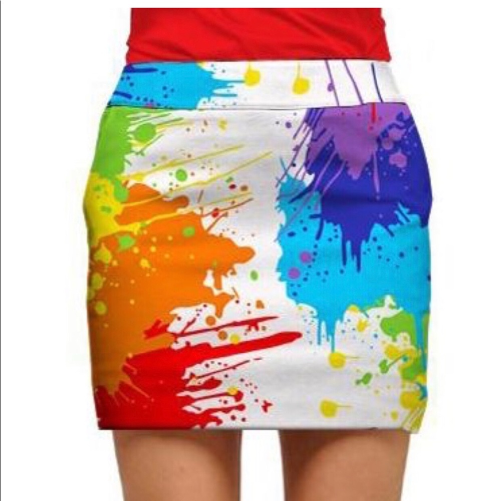 Loudmouth Ladies Golf Skort Paint Splatter Rainbow